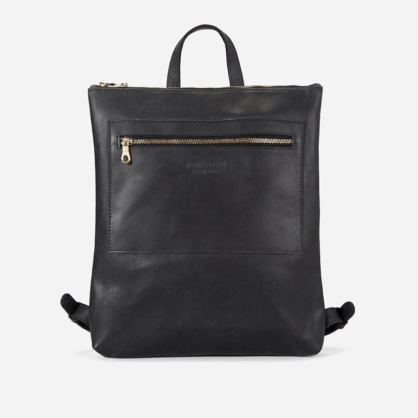 black grainy leather jasmina backpack Miramar Full-Grain Leather Backpack – Black, Handcrafted in Ethiopia