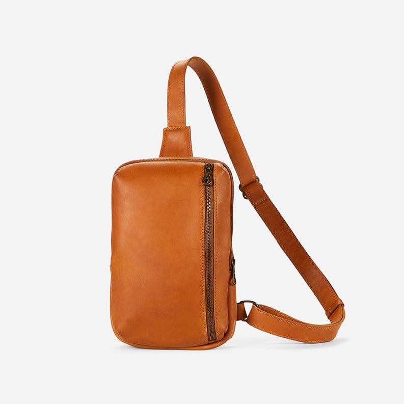 Bale Full-Grain Leather Sling Bag – Rust Brown Antique, Handcrafted in Ethiopia