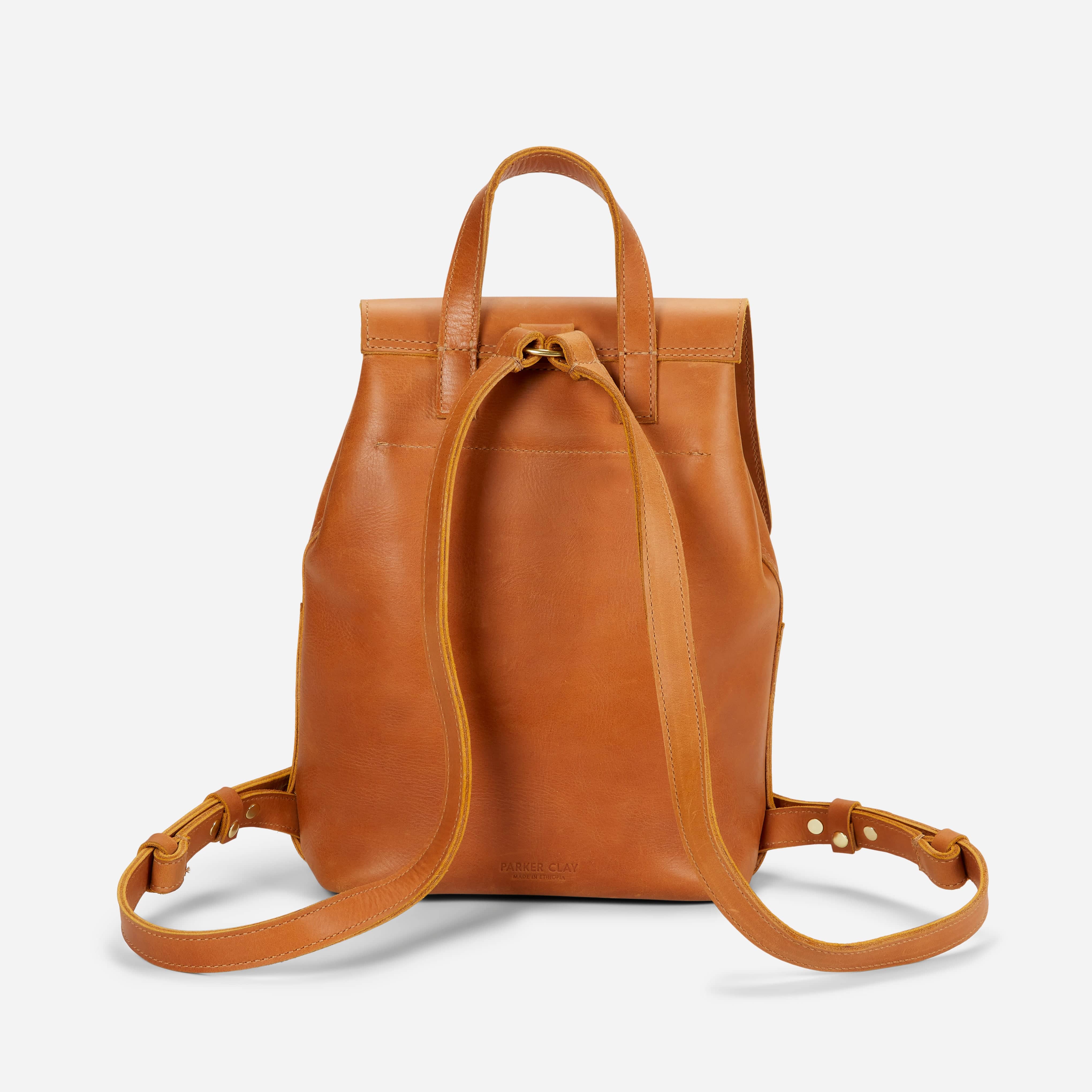 Abby Leather Drawstring Backpack - Rust Brown Parker Clay Abby Leather Drawstring Backpack - Rust Brown Parker Clay