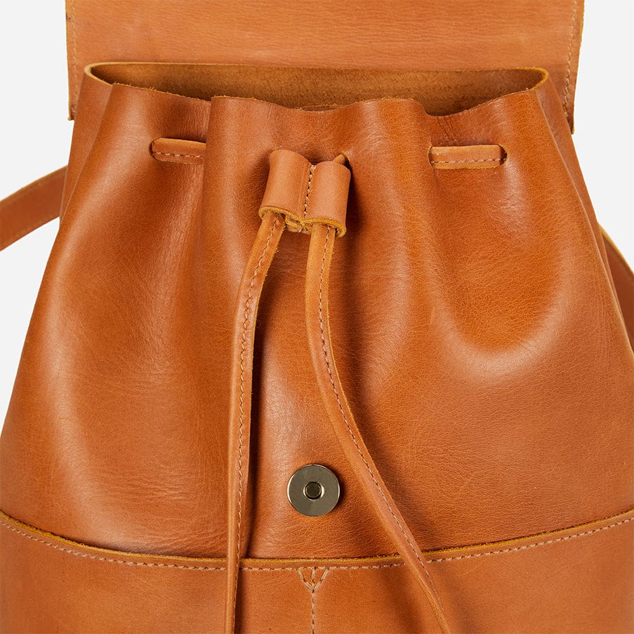 Abby Leather Drawstring Backpack - Rust Brown Parker Clay Abby Leather Drawstring Backpack - Rust Brown Parker Clay