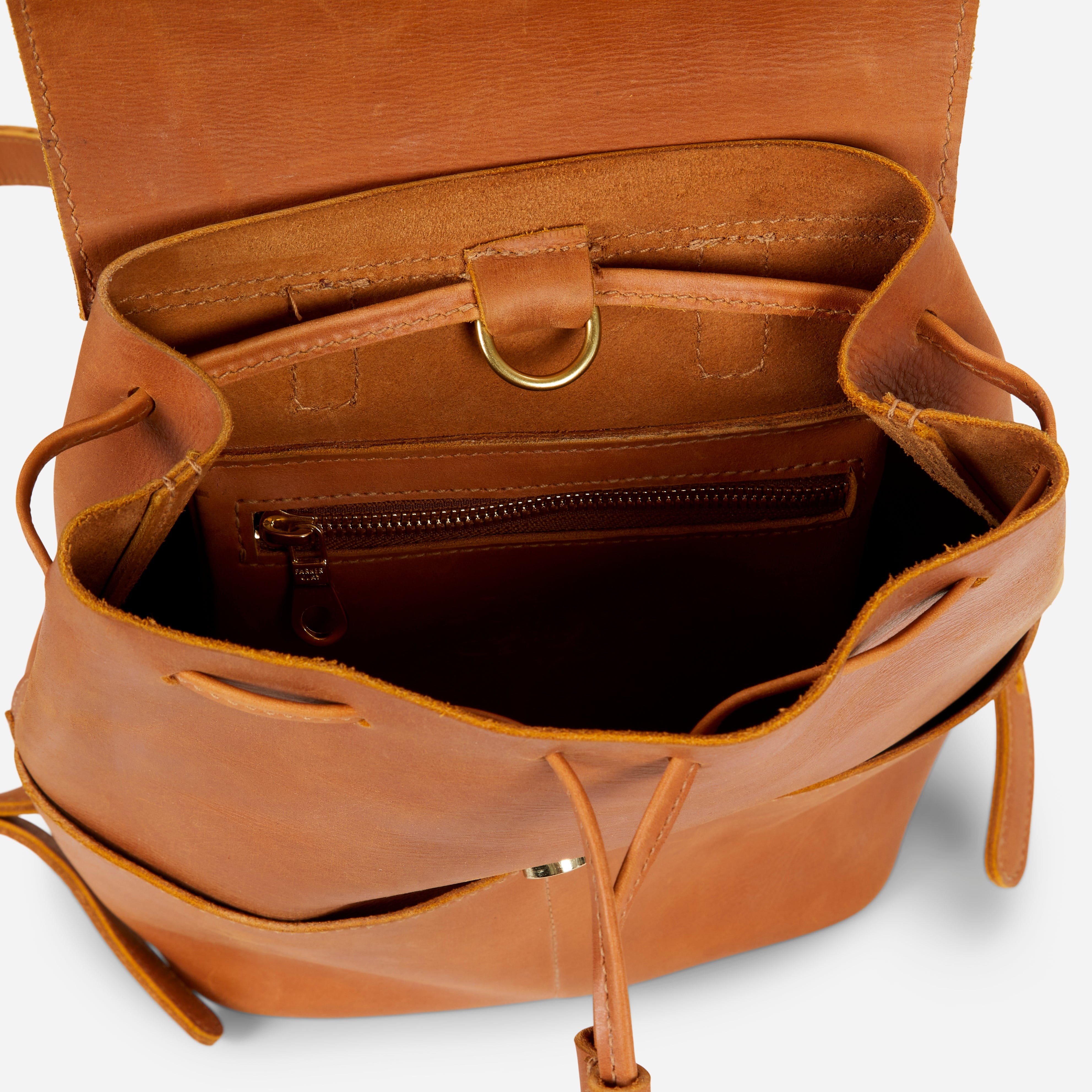 Abby Leather Drawstring Backpack - Rust Brown Parker Clay Abby Leather Drawstring Backpack - Rust Brown Parker Clay
