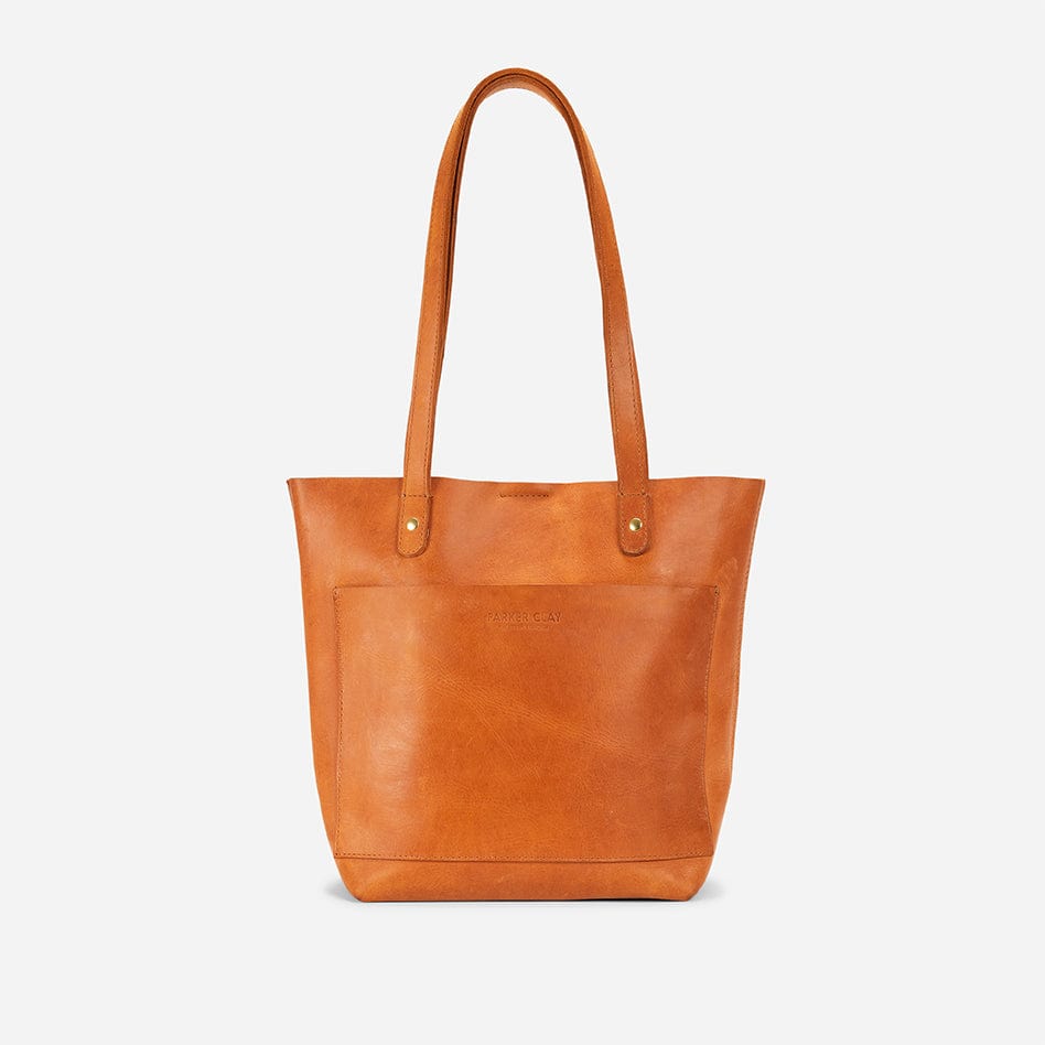 Caroline Leather Tote Bag - Rust Brown
