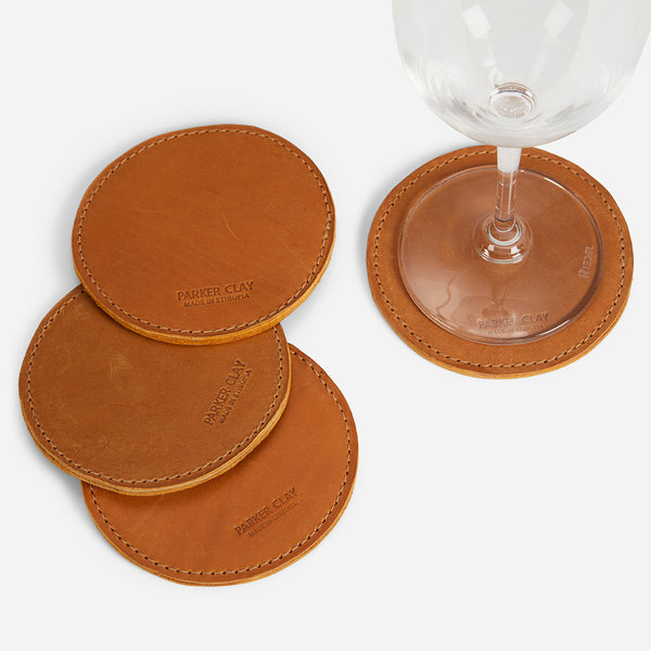 karakoram カラコラム　クイーバーコネクト　クッションセット Cuyama Leather Coaster Set - Rust Brown – Parker Clay