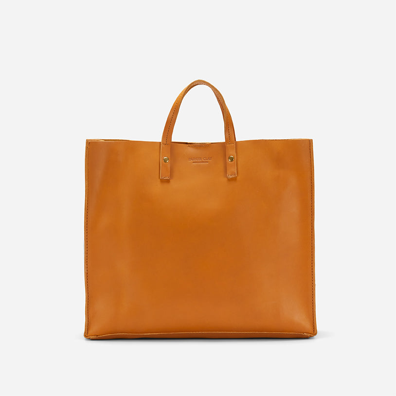 Merkato Shopper Leather Tote Bag - Rust Brown