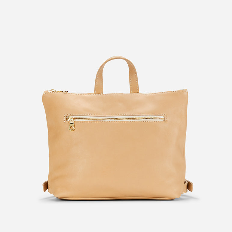 Miramar Mini Full-Grain Leather Backpack – Sand, Handcrafted in Ethiopia