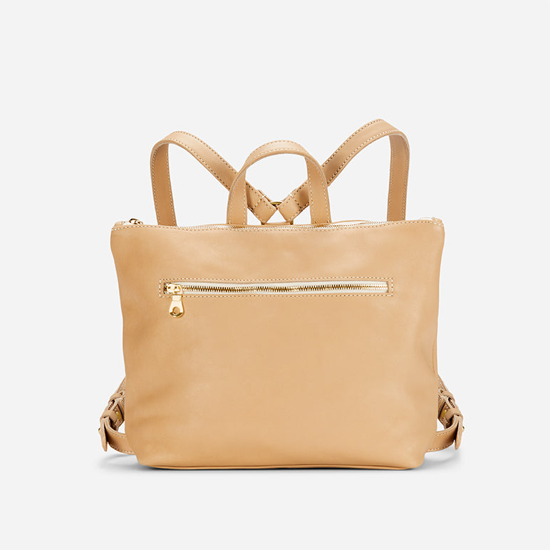 Miramar Mini Full-Grain Leather Backpack – Sand, Handcrafted in Ethiopia