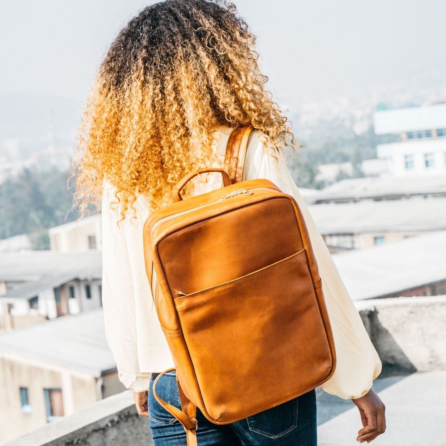 are leather backpacks in style Mari Full-Grain Leather Backpack – Handcrafted in Ethiopia