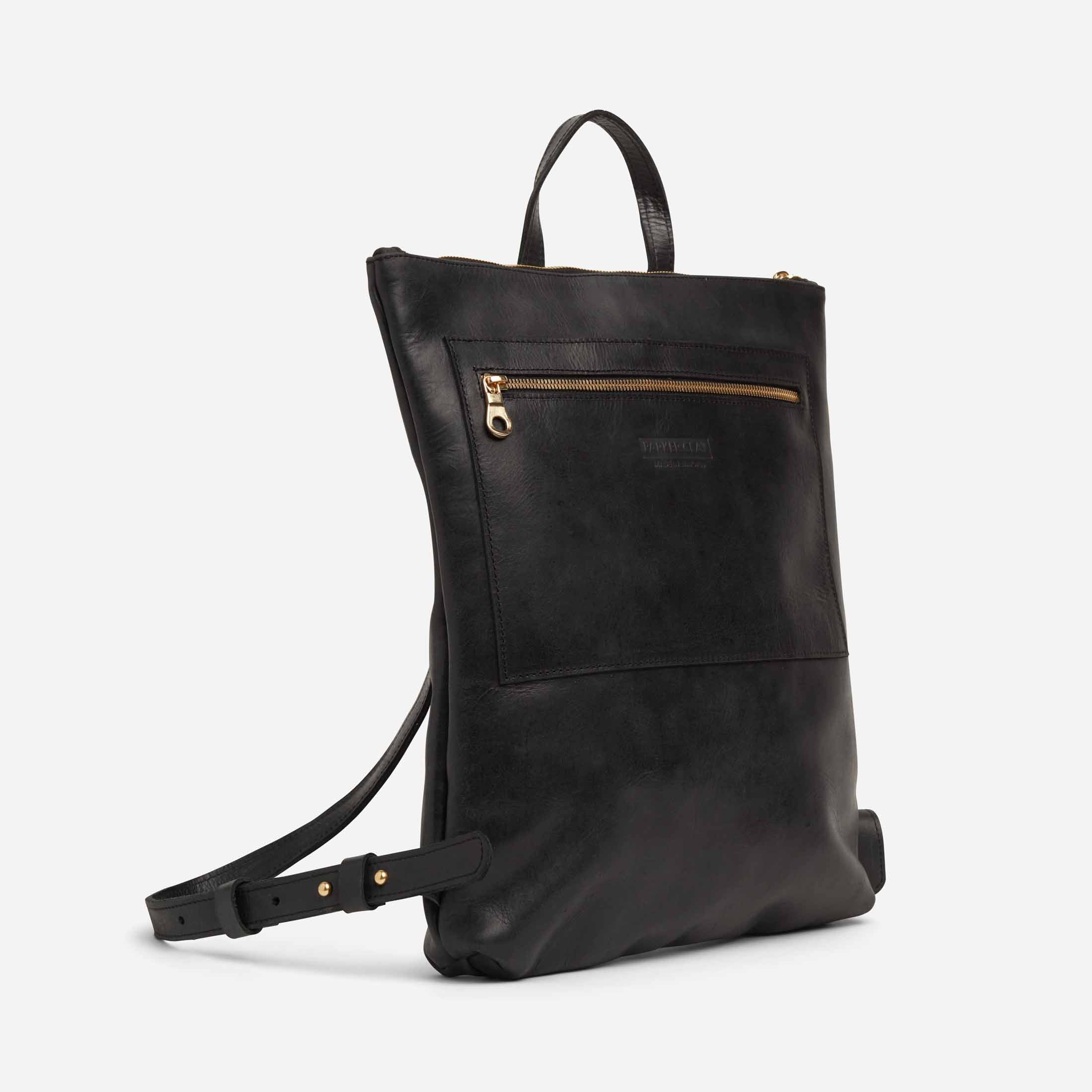 black brown leather backpack Miramar Full-Grain Leather Backpack – Black, Handcrafted in Ethiopia