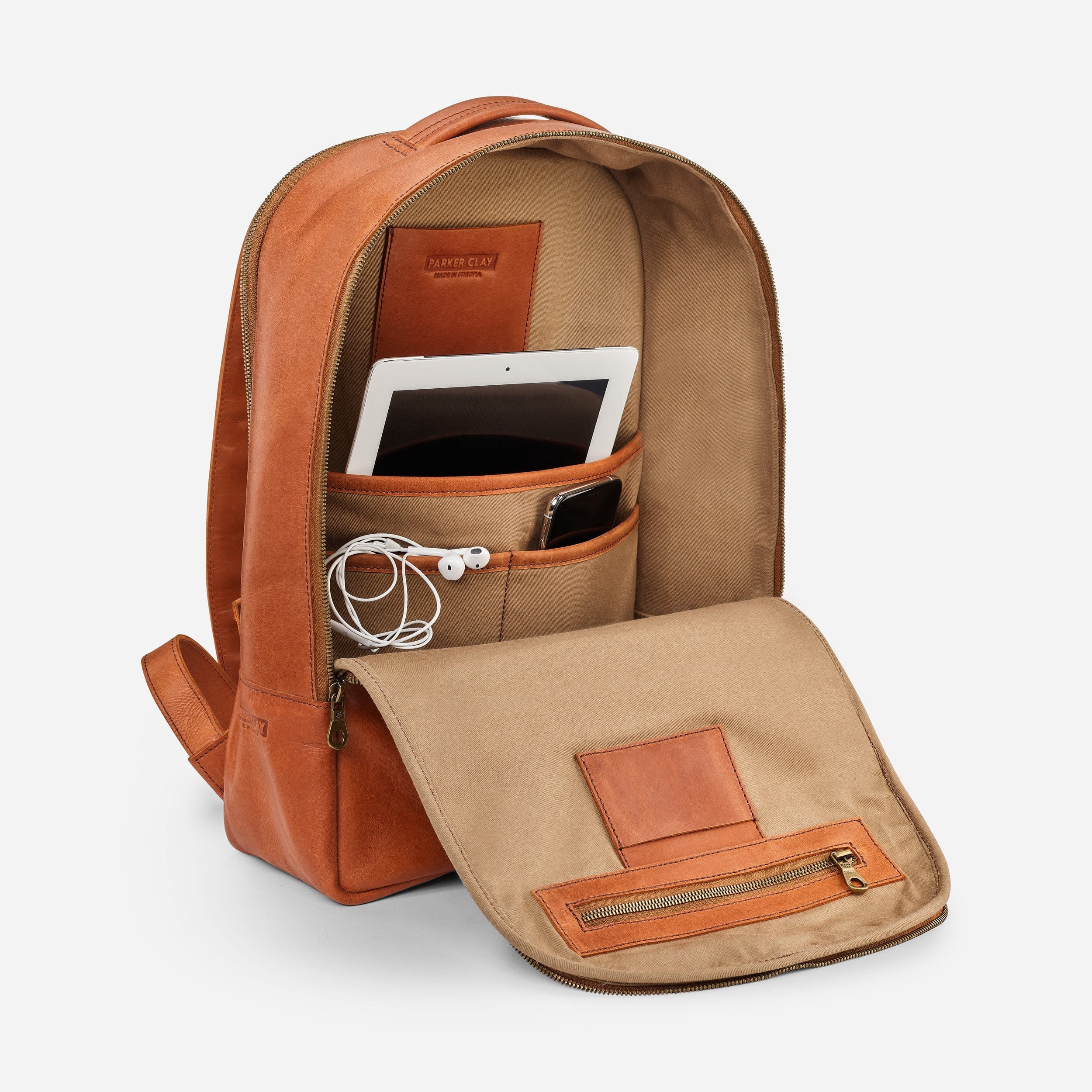 Parker Clay Brown LA28 Atlas Leather Backpack Parker Clay Brown LA28 Atlas Leather Backpack