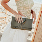 Salome Full-Grain Leather Foldover Clutch – Olive, Handcrafted in Ethiopia Clutch