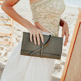 Salome Full-Grain Leather Foldover Clutch – Olive, Handcrafted in Ethiopia Clutch