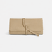 Parker Clay Salome full-grain leather foldover clutch in sand, exterior view showing wraparound tie strap