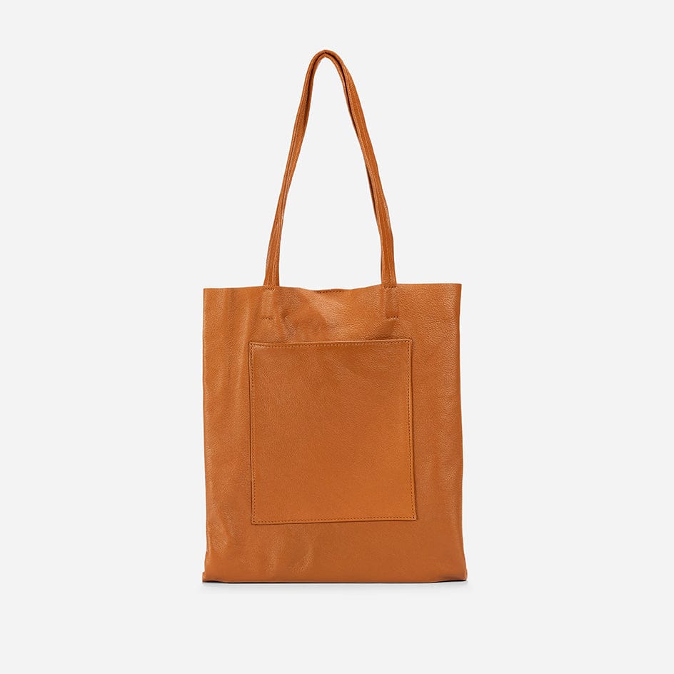 Tate Leather Gallery Tote - Rust Brown