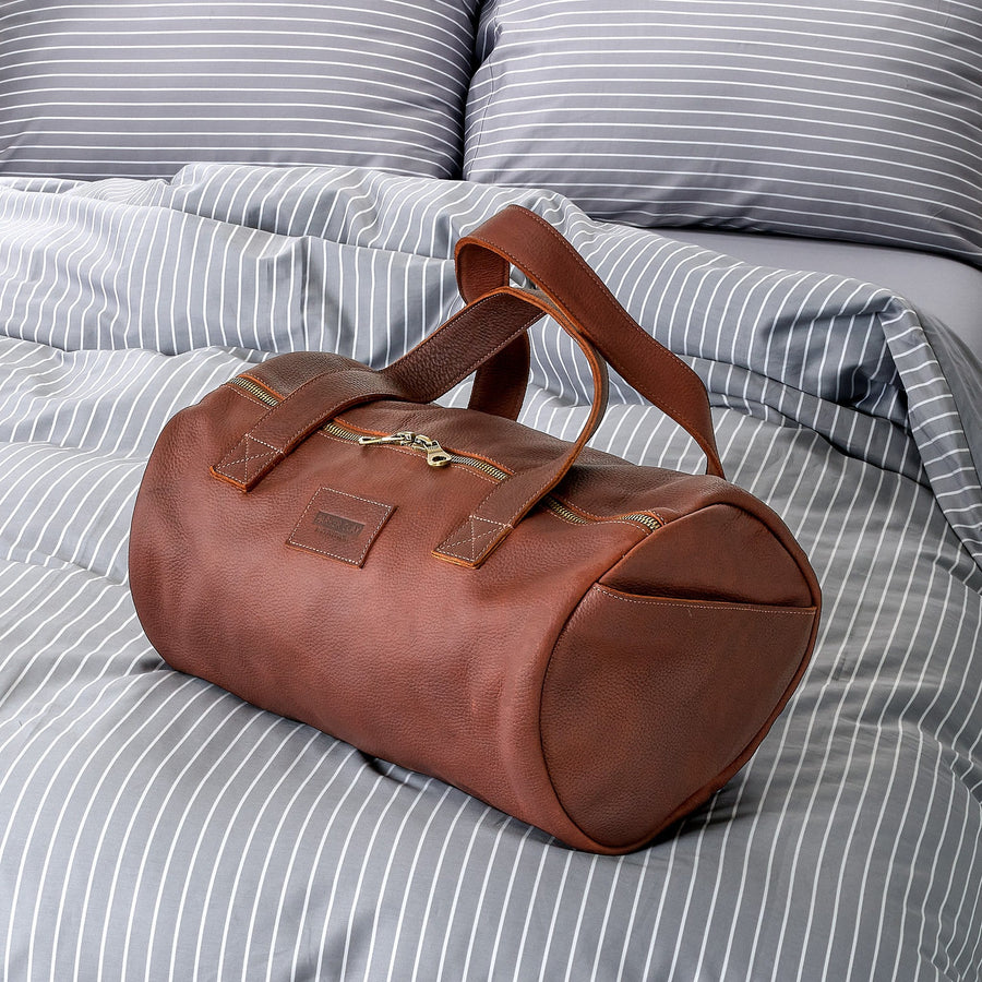 Monogram Leather Duffle Personalized Duffle Bag Barrel Bag 