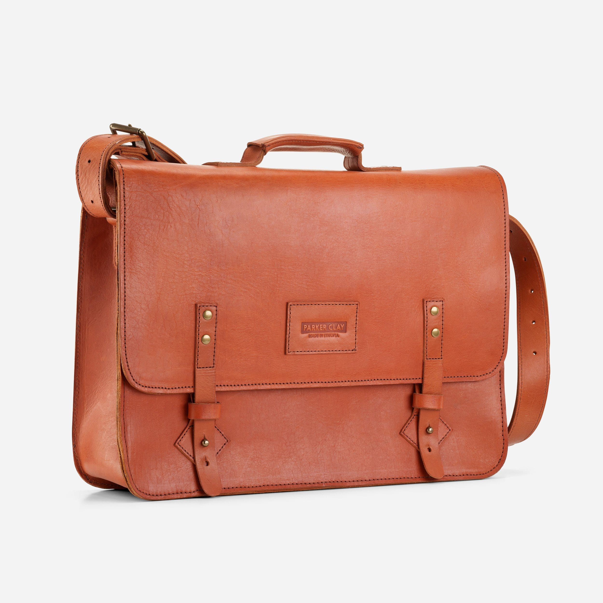 Parker Leather Briefcase - Rust Brown