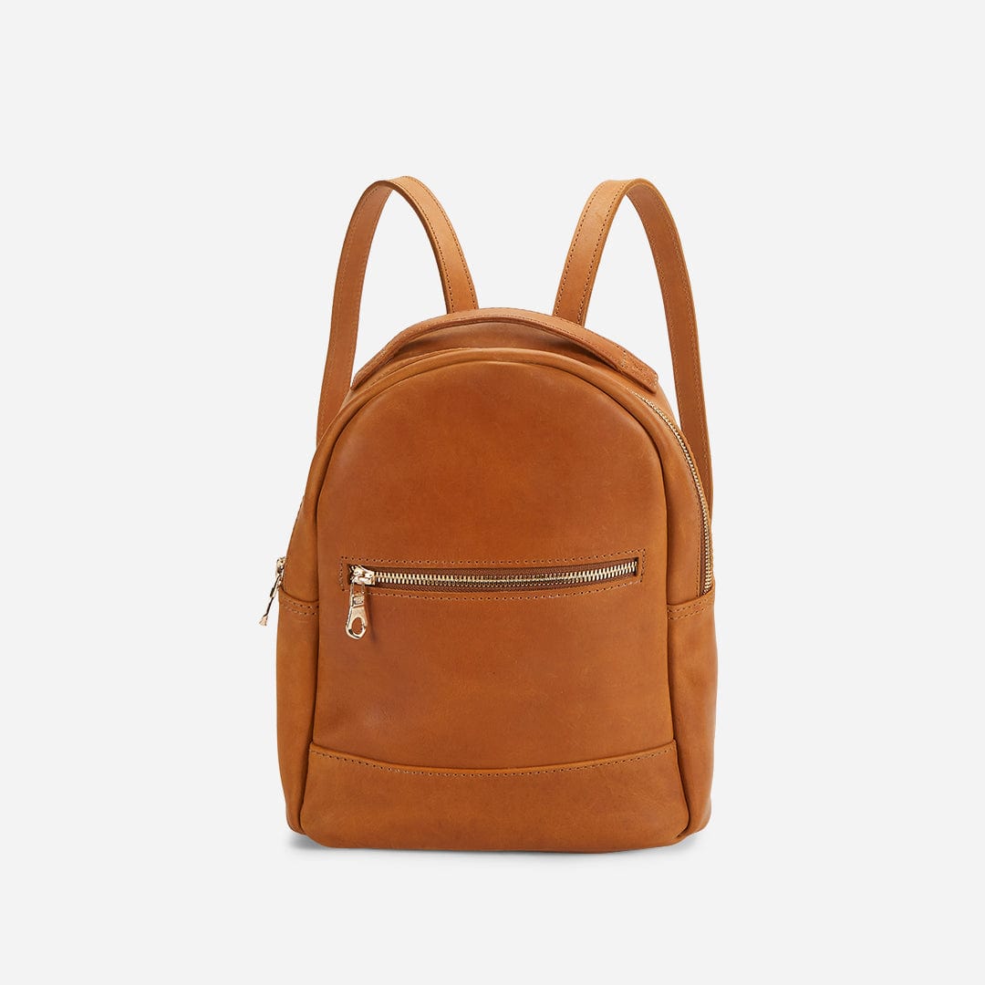 Ella Mini Leather Backpack - Rust Brown
