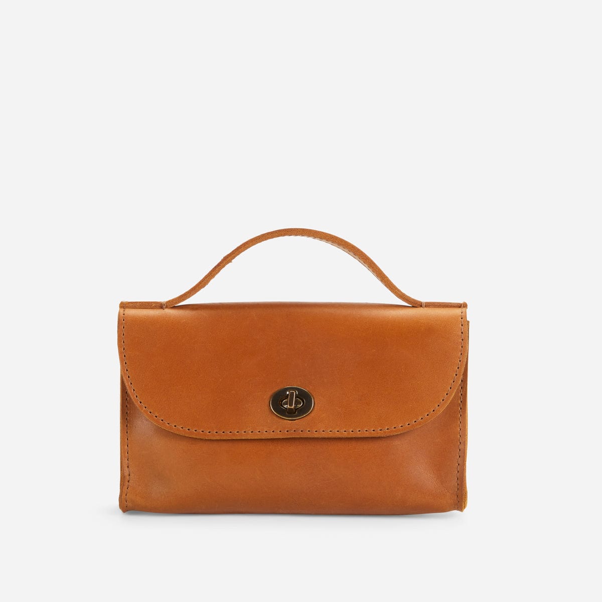 Hana Leather Clutch Handbag - Rust Brown
