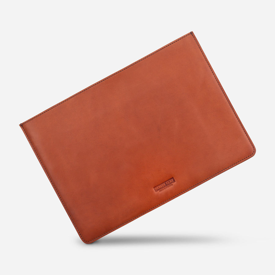 Ethically Crafted Sustainable Leather / Presidio Leather Laptop Sleeve / 13 / Rust Brown / Genuine Full Grain Leather / Parker Clay