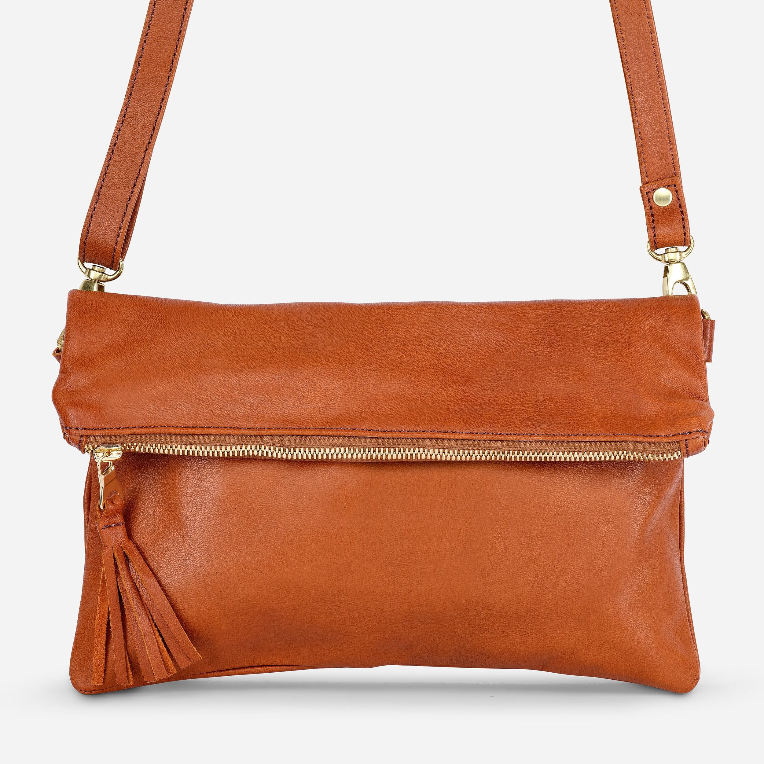 Makeda Leather Crossbody Bag - Rust Brown