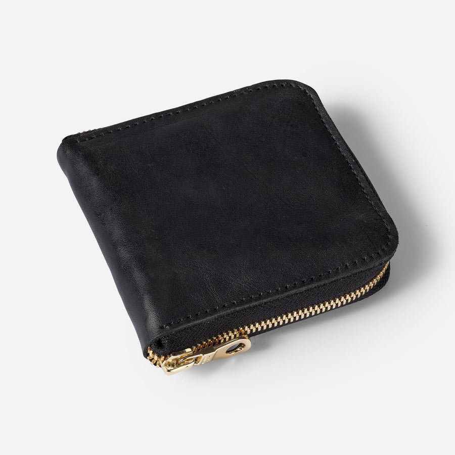 Black Kodiak Small Zip Pouch | Leather Clutch Bag at KMM & Co.