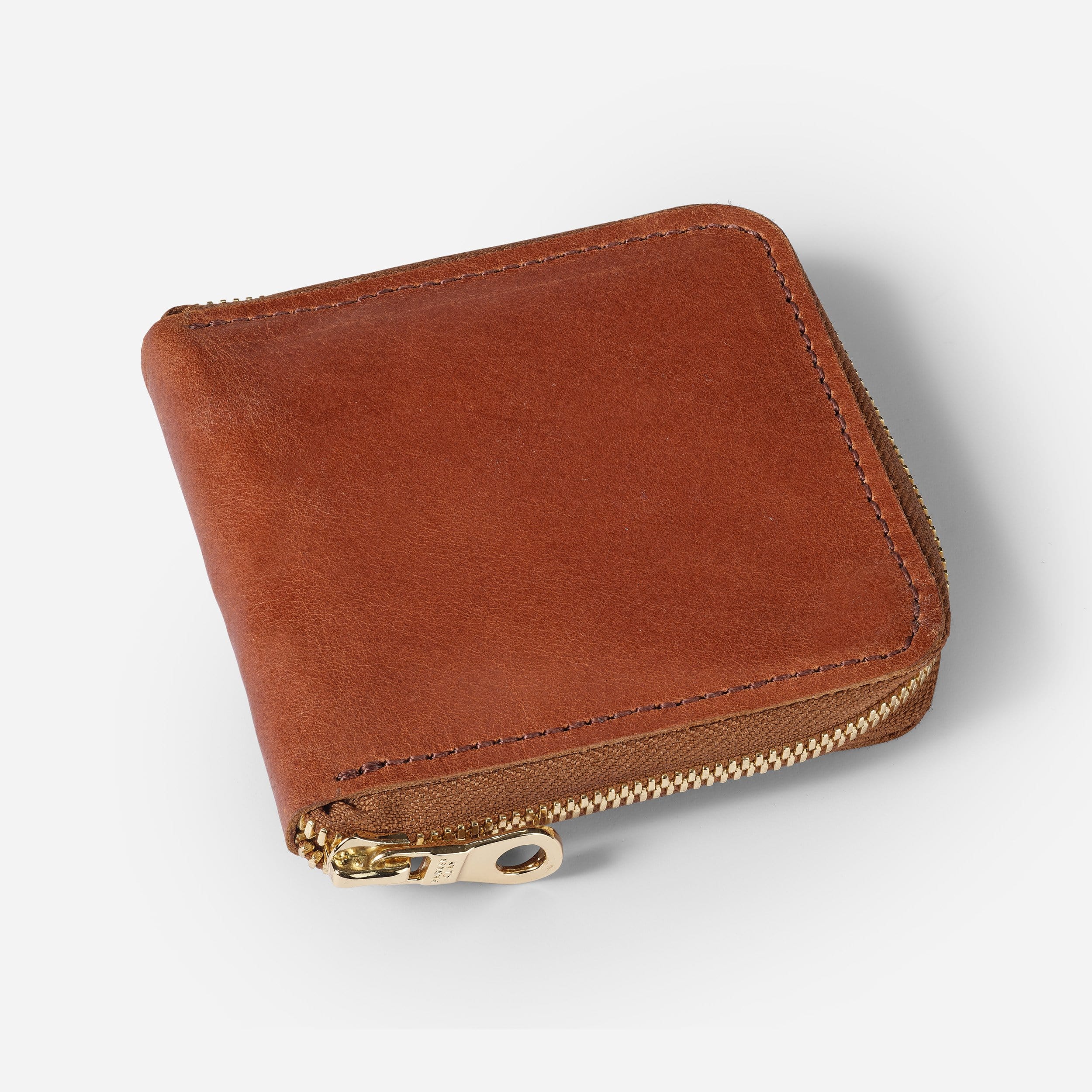 Meskel Square Zip Leather Wallet - Rust Brown