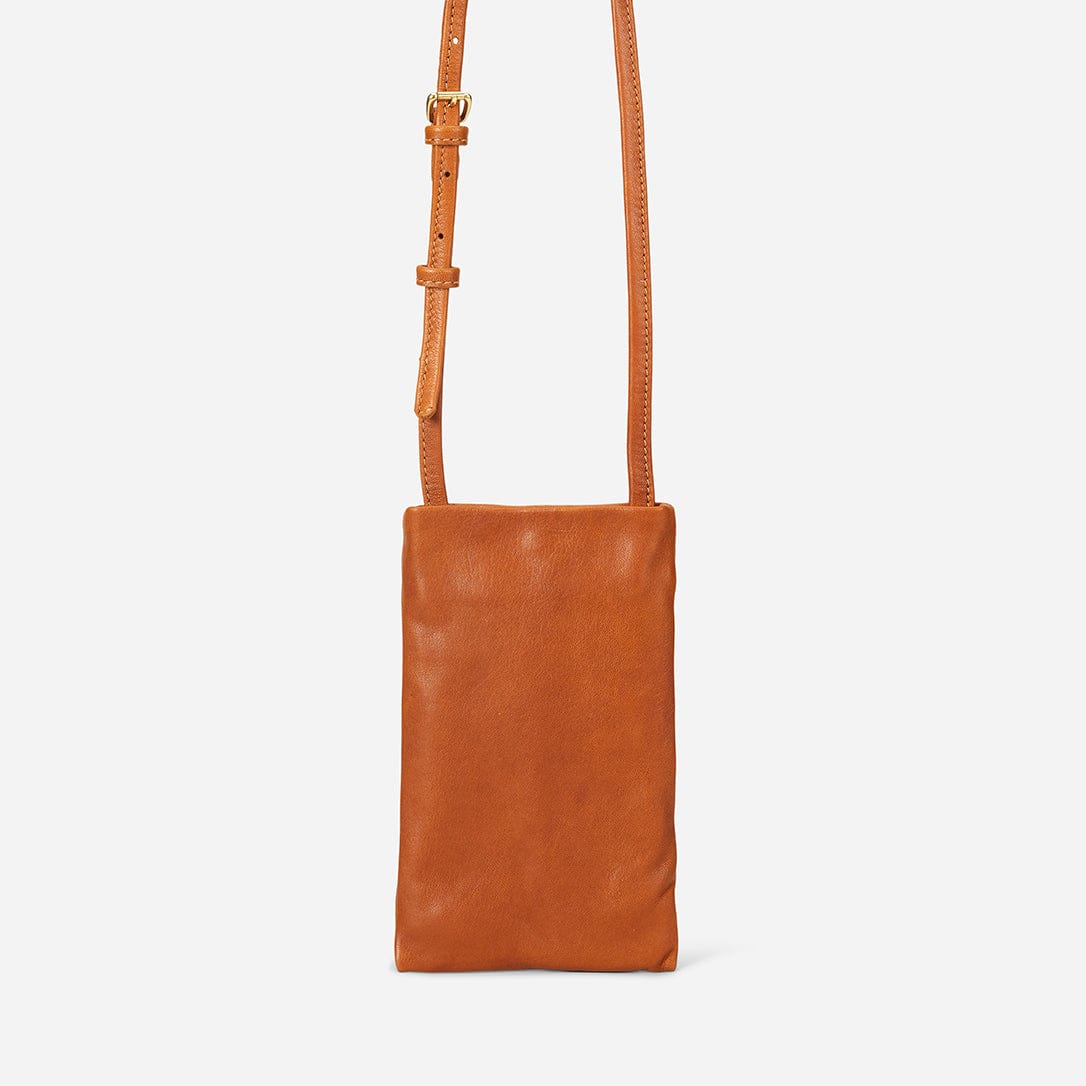Sebli Crossbody Leather Phone Bag - Rust Brown
