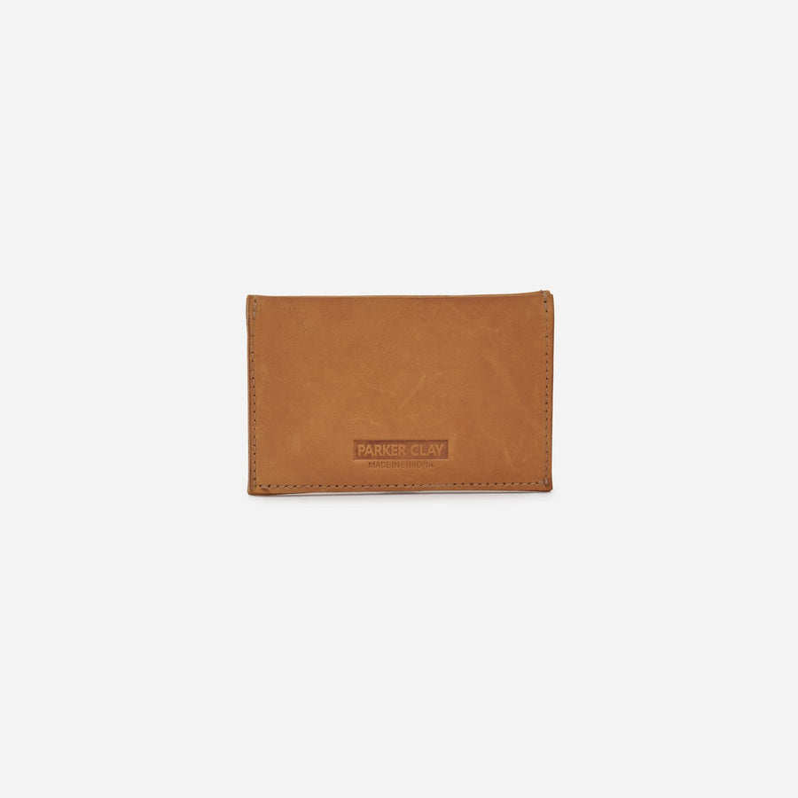 Leather Card Holder - Brown, Red