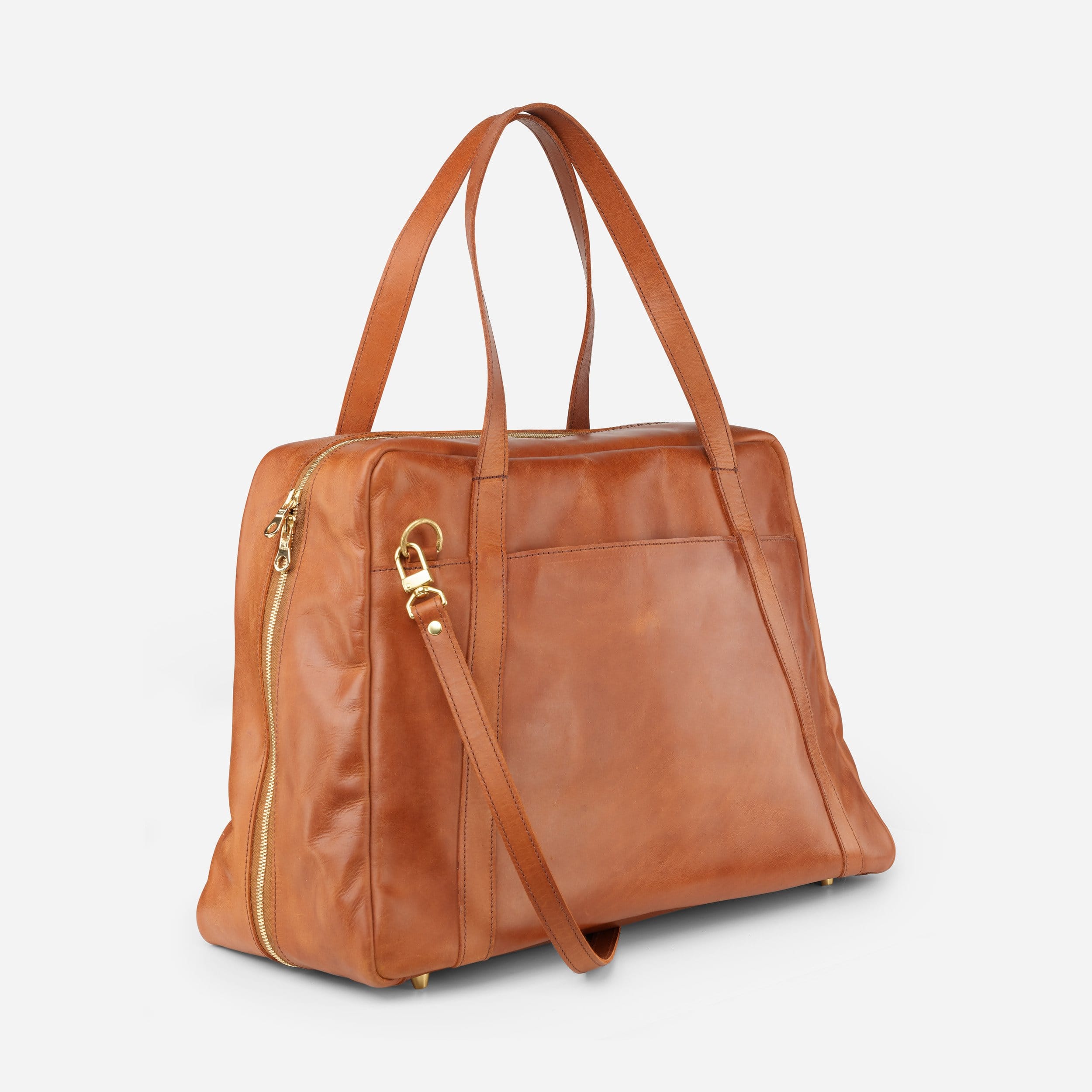 Taytu Leather Weekender Travel Bag - Rust Brown